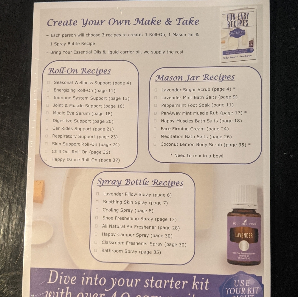 Essential Oil Recipe books & worksheets by Life Science for Young Living EOs